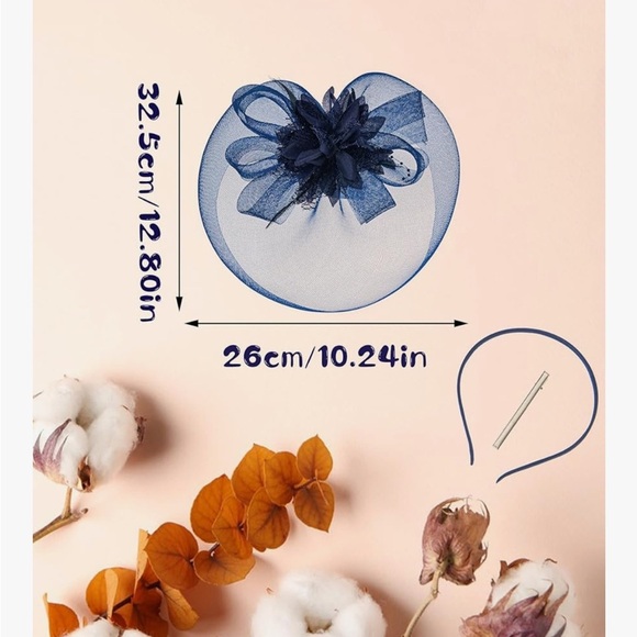 New Elegant Navy Blue Fascinator Hat - Picture 6 of 6